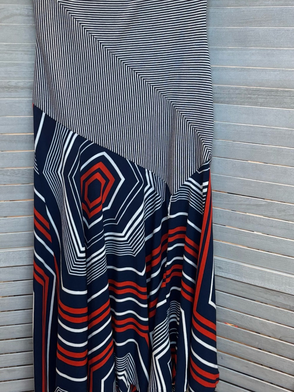 Anthropologie Maeve Geometric Optical
Stripe Sleeveless Dress Size Large